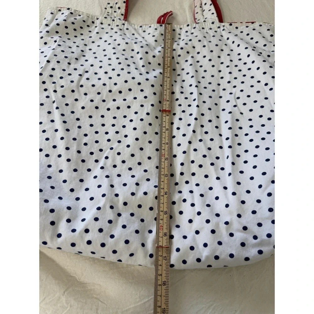 Womens Large Red Stripe Nautical Hello Sailor Reversible Denim Tote
